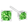 .925 Sterling Silver 1/5 Cttw Princess-Cut Square Green Diamond Stud Earrings (Fancy Color-Enhanced, I2-I3 Clarity)