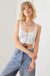 Solid Lace Up Sleeveless Round Neckline Front &amp; Back Crop Top