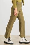 Light Olive Plisse High Waist Lettuce Hem Pants /1-2-2-1