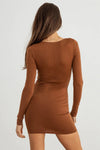 O-Ring Detail Cut-Out Long Sleeve Mini Dress