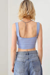 Solid Lace Up Sleeveless Round Neckline Front &amp; Back Crop Top