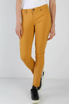 Mustard Contrast Button Mid Rise Skinny Pants