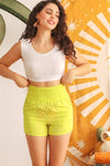 Lime High Waist Two Pocket Shorts