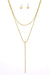 Dainty Layered Chain Lariat Necklace Ball Earrings Set