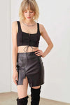 Solid Lace Up Sleeveless Round Neckline Front &amp; Back Crop Top