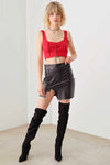 Solid Lace Up Sleeveless Round Neckline Front &amp; Back Crop Top