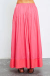 Western Boho Colorblock Front Tie Elastic Waist Maxi Skirt