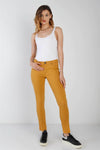 Mustard Contrast Button Mid Rise Skinny Pants