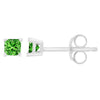 .925 Sterling Silver 1/5 Cttw Princess-Cut Square Green Diamond Stud Earrings (Fancy Color-Enhanced, I2-I3 Clarity)