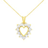 10K Yellow Gold Plated .925 Sterling Silver 1.00 Cttw Diamond Halo Open Heart 18&quot; Pendant Necklace (L-M Color, I1-I2 Clarity)